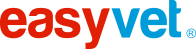 Logo of Easyvet, featuring red and blue text with a stylized red paw print.